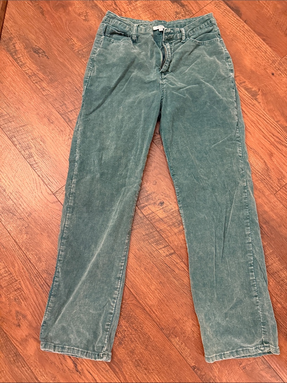 Polagram Teal-Green Corduroy Straight-Leg Pants